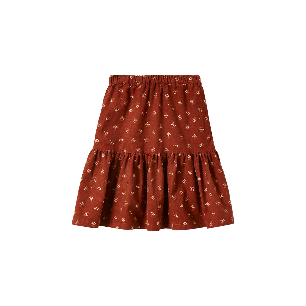 Jupe en velours motifs fleurs détails irisés marron imprimé, VERTBAUDET