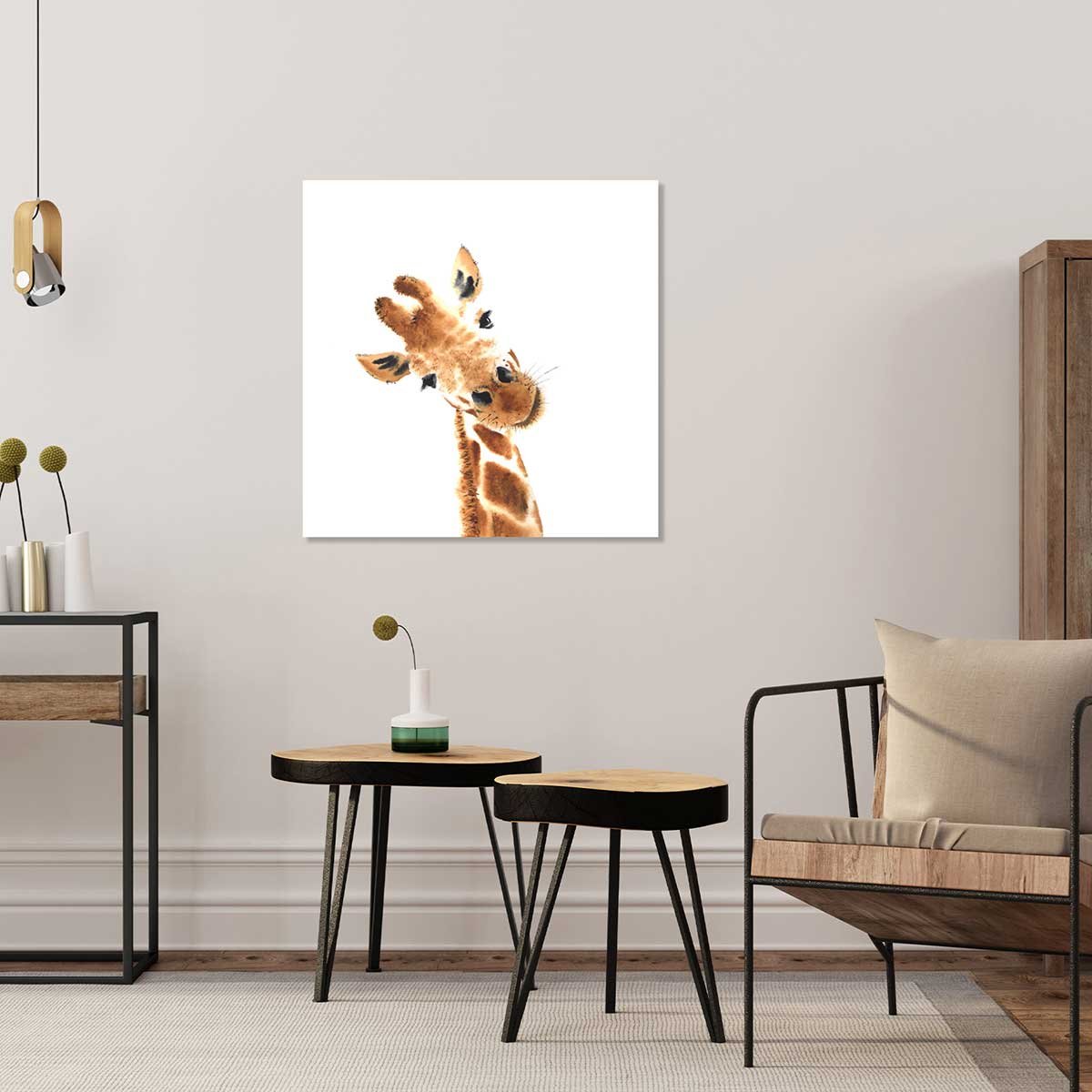 Tableau dessin charmante girafe toile imprimée, HEXOA