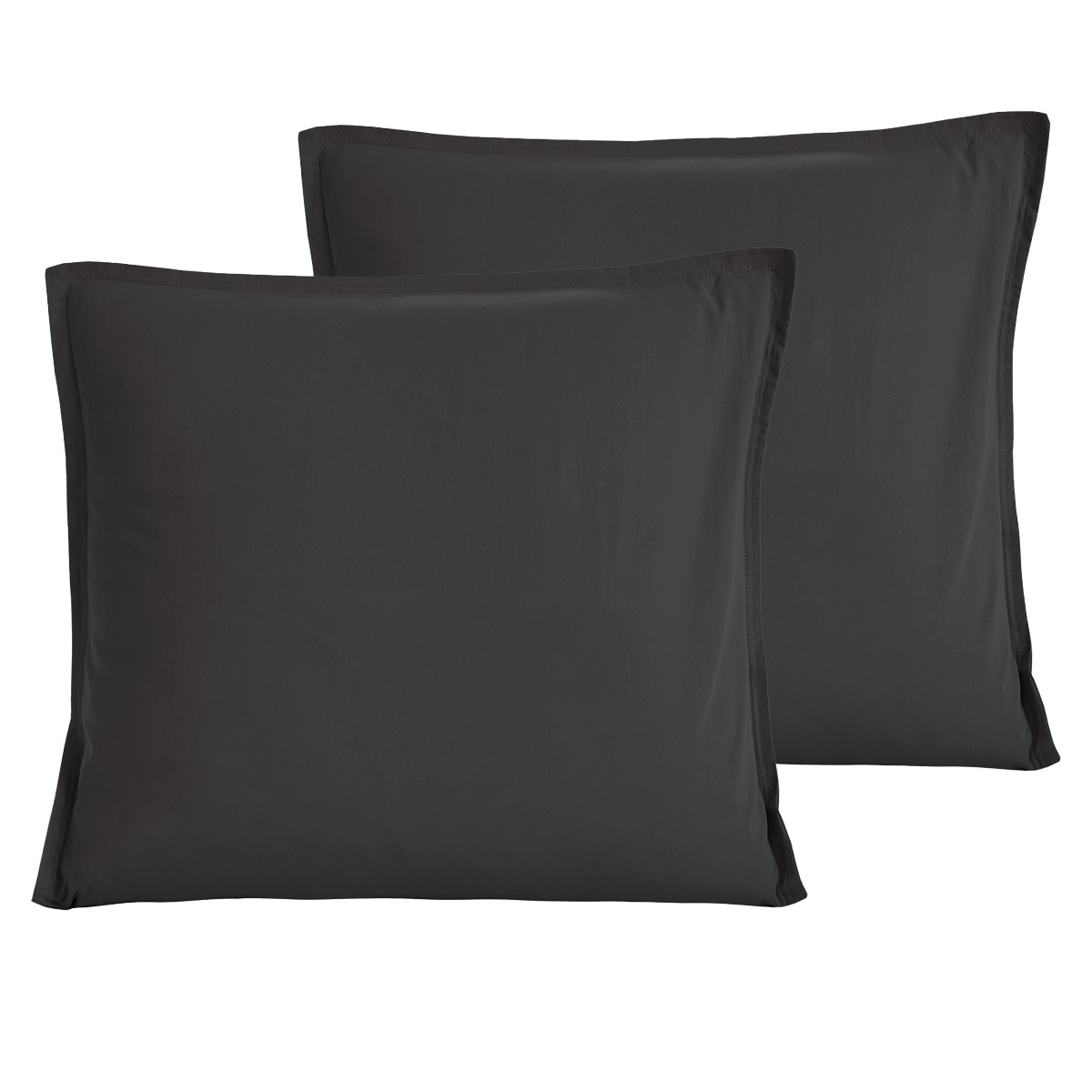 Parure housse de couette + 2 taies 65x65 cm en coton lavé bio ORGANIKA carbone, SENSEI MAISON