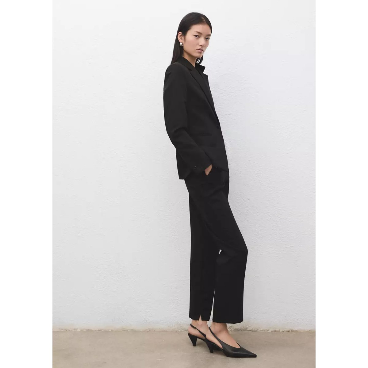 Pantalon droit costume noir, MANGO