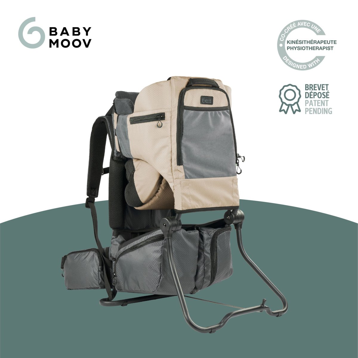 Porte-bébé randonnée Moov & Hike + beige, BABYMOOV