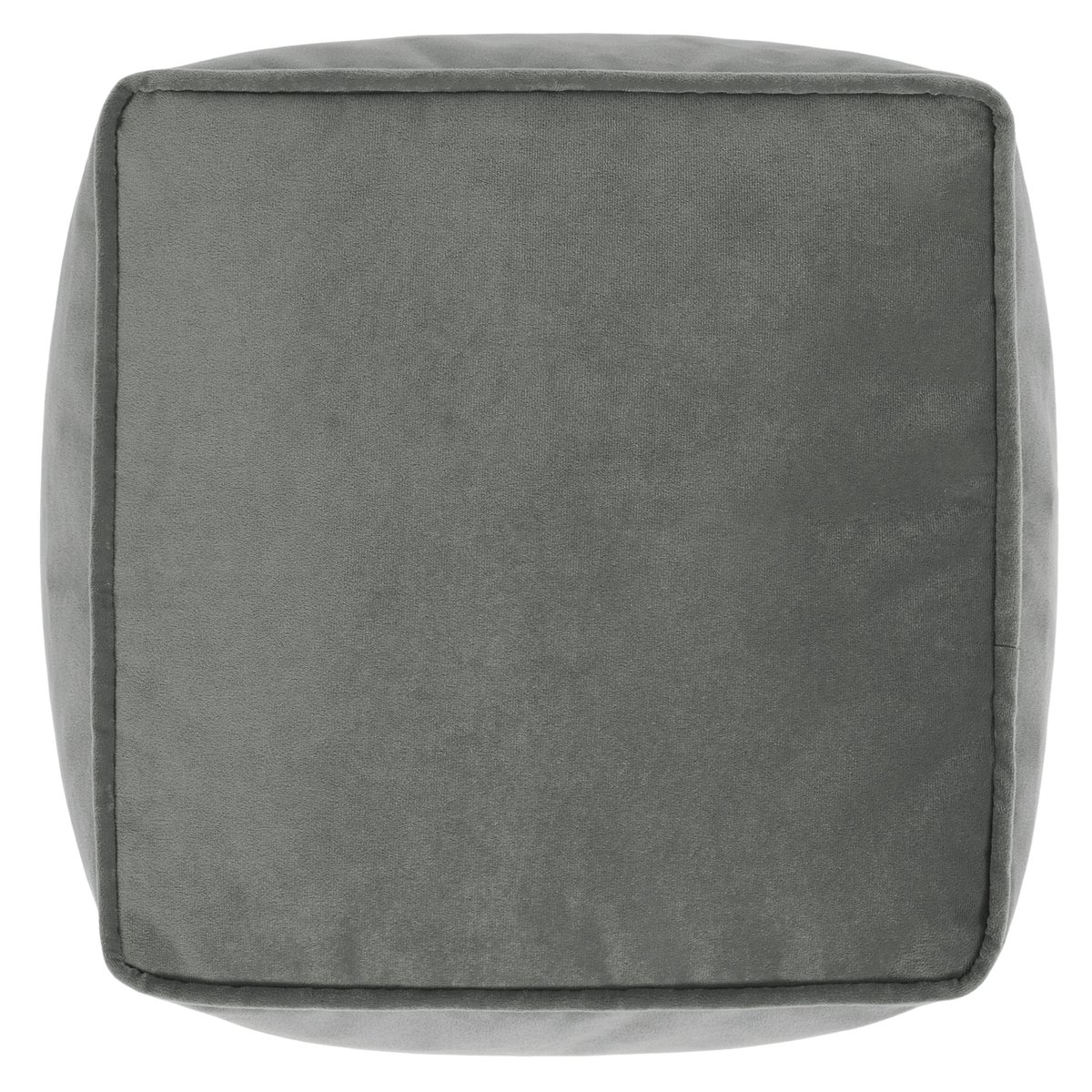 Pouf fauteuil salon et son repose-pied carré en velours mat Oeko-Tex® - NATALIA gris anthracite, ICON