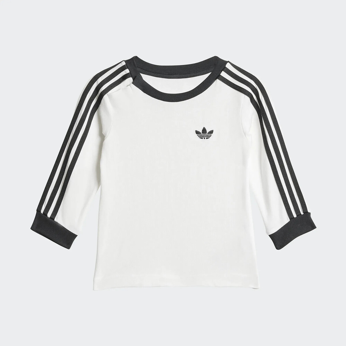 Set composto da maglietta a maniche lunghe e pantaloni in denim bianco/grigio, adidas Originals