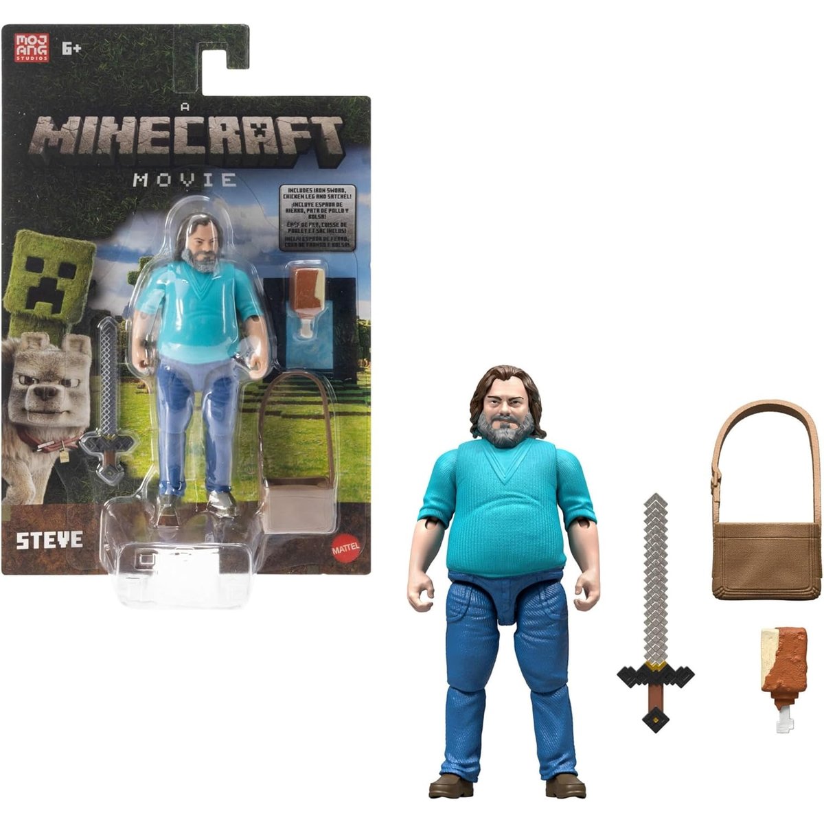 Minecraft - Figurine articulée Steve bleu, MATTEL