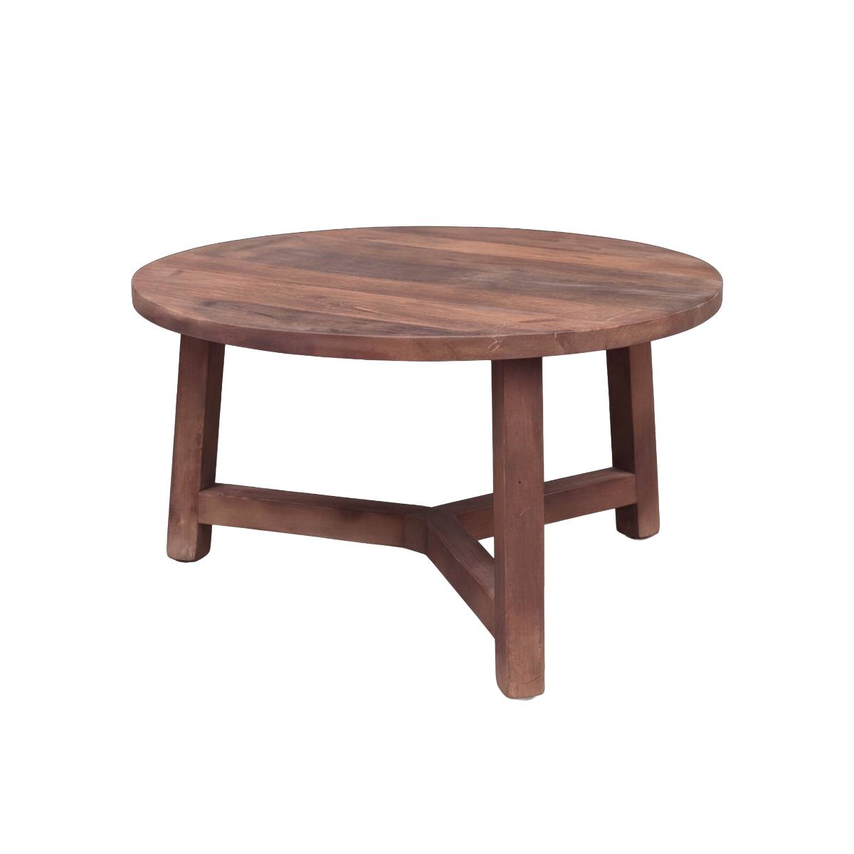 Table basse ronde en bois recyclé NOLAH bois foncé, MADE IN MEUBLES