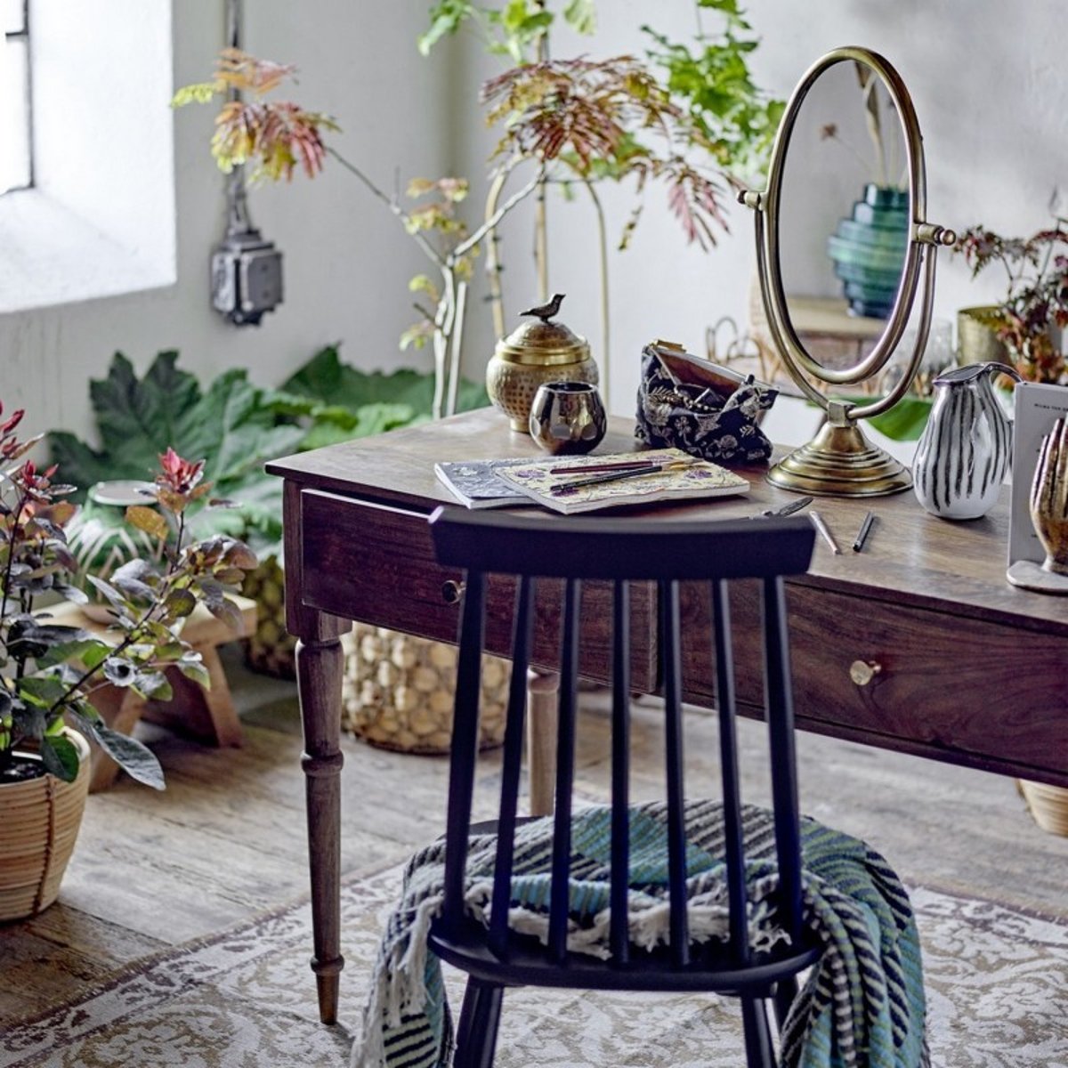 Plaid rayures coton recyclé  ISNEL vert, BLOOMINGVILLE