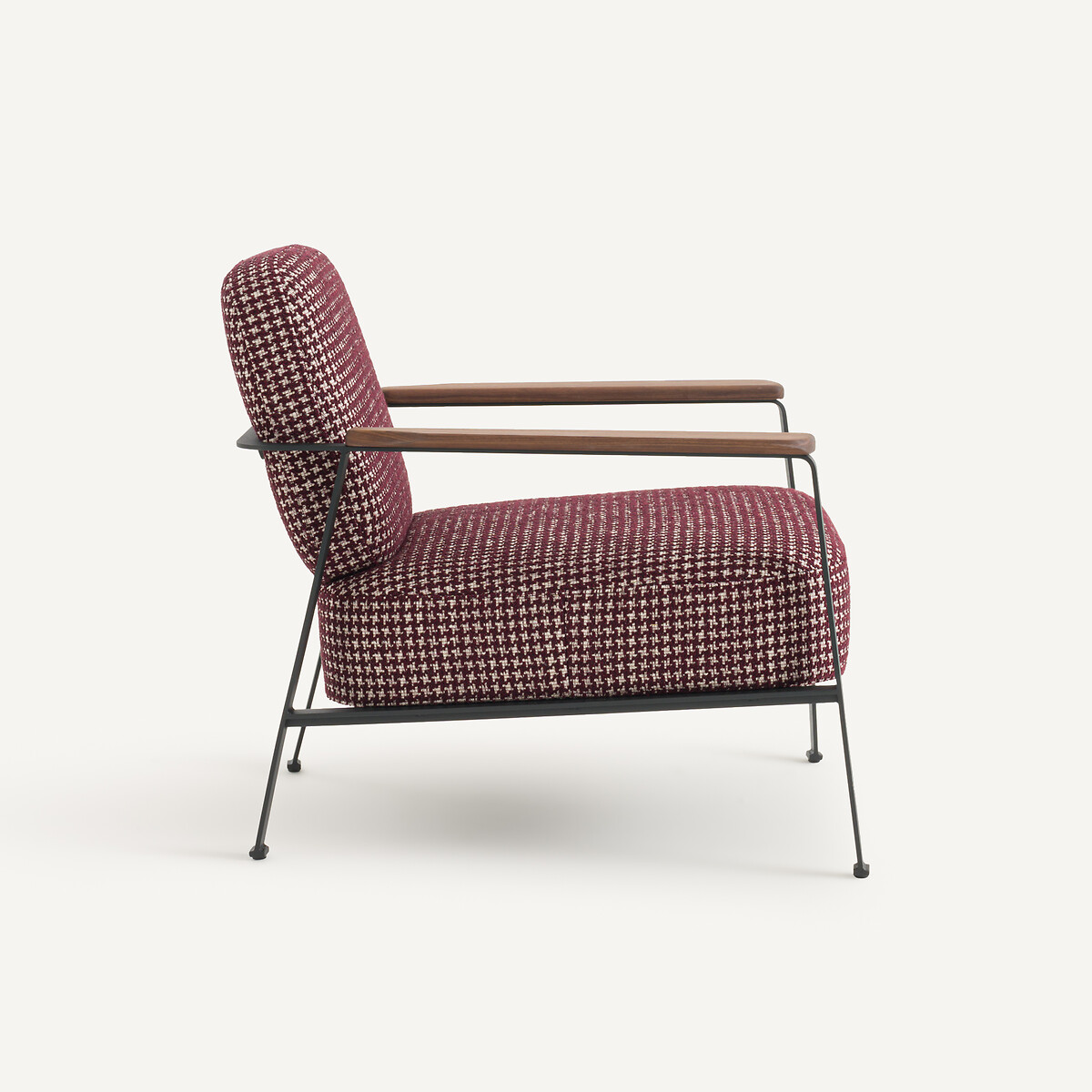 Fauteuil en métal et imprimé jacquard, ABRAXAS lie de vin, AM.PM