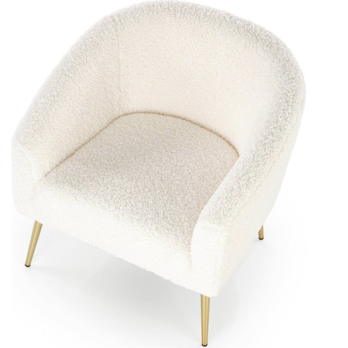 Fauteuil cosy tissu bouclé, Collection SATERSE beige bouclé et doré, RECOLLECTION