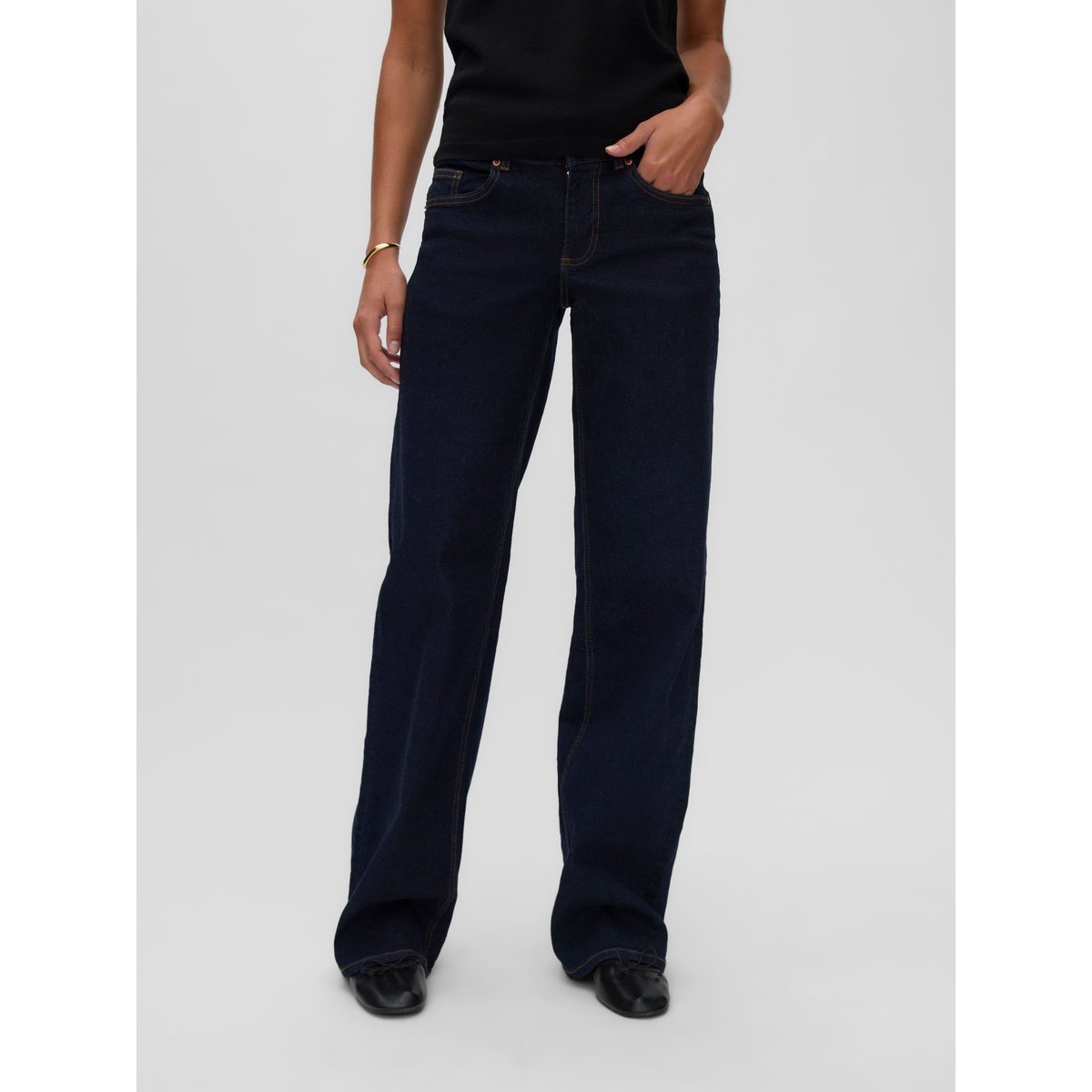 Jean À Coupe Large dark blue denim, VERO MODA