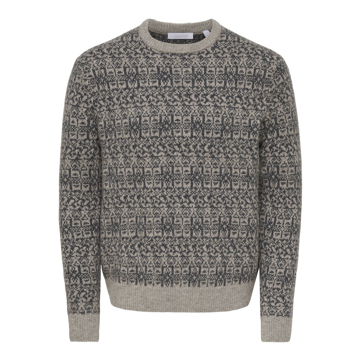 Pull col rond, en 61% laine, Nordic beige, ONLY & SONS