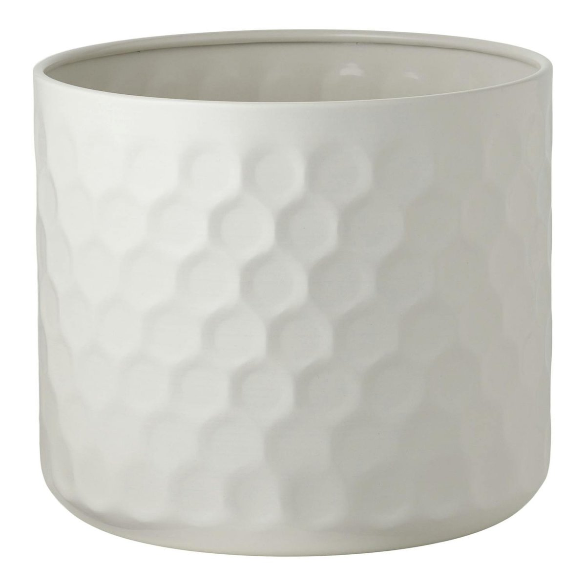 Cache-pot décoratif salon métal blanc design nid d'abeille blanc, PIER IMPORT