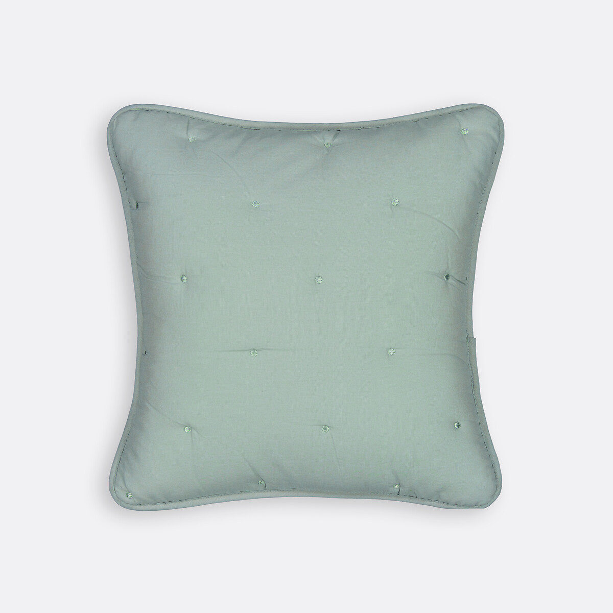 Aeri Quilted Cotton Square Cushion Cover celadon/pebble, LA REDOUTE INTERIEURS