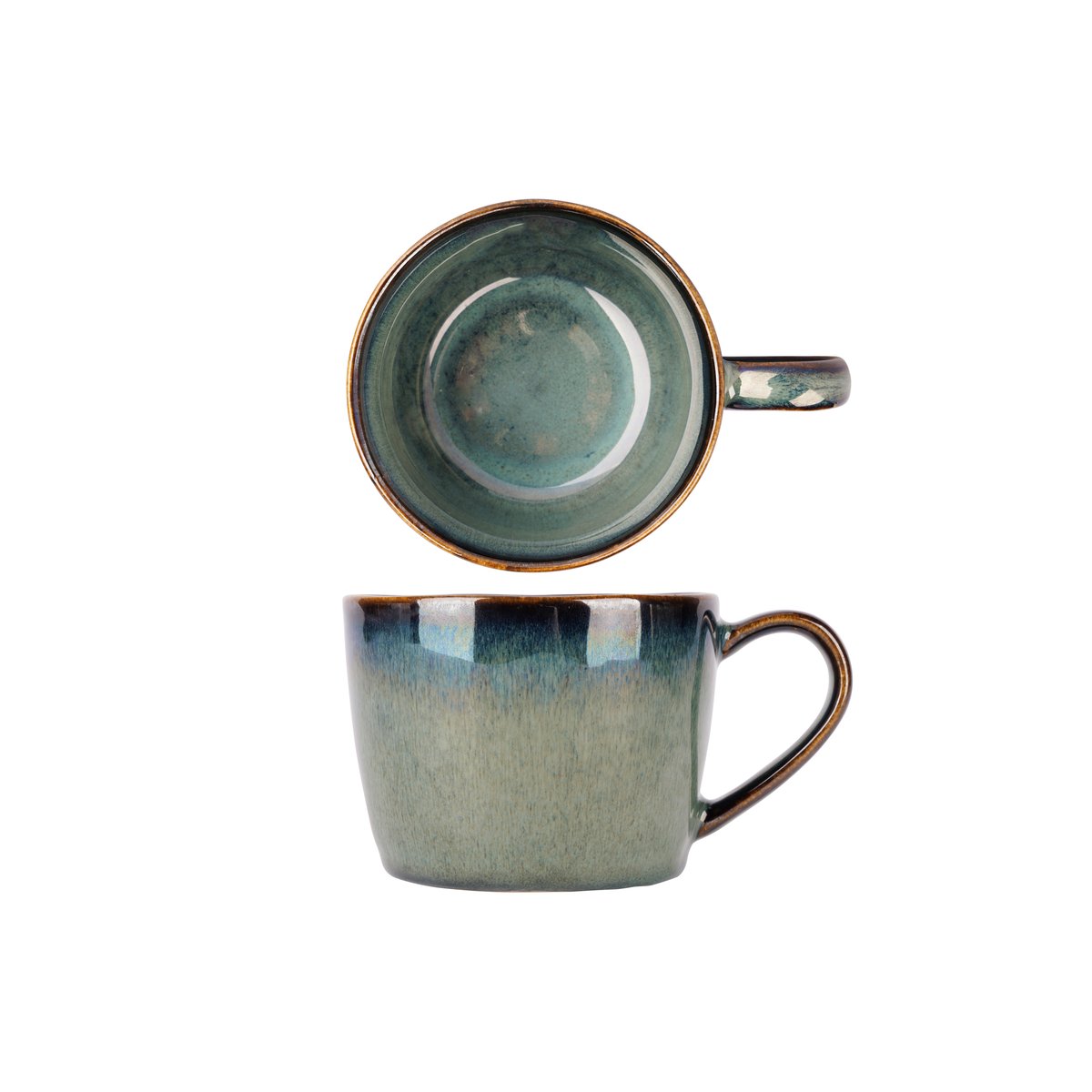 Lot de 6 Tasses à café en Grès, JOSEPHINE jade, COSY&TRENDY