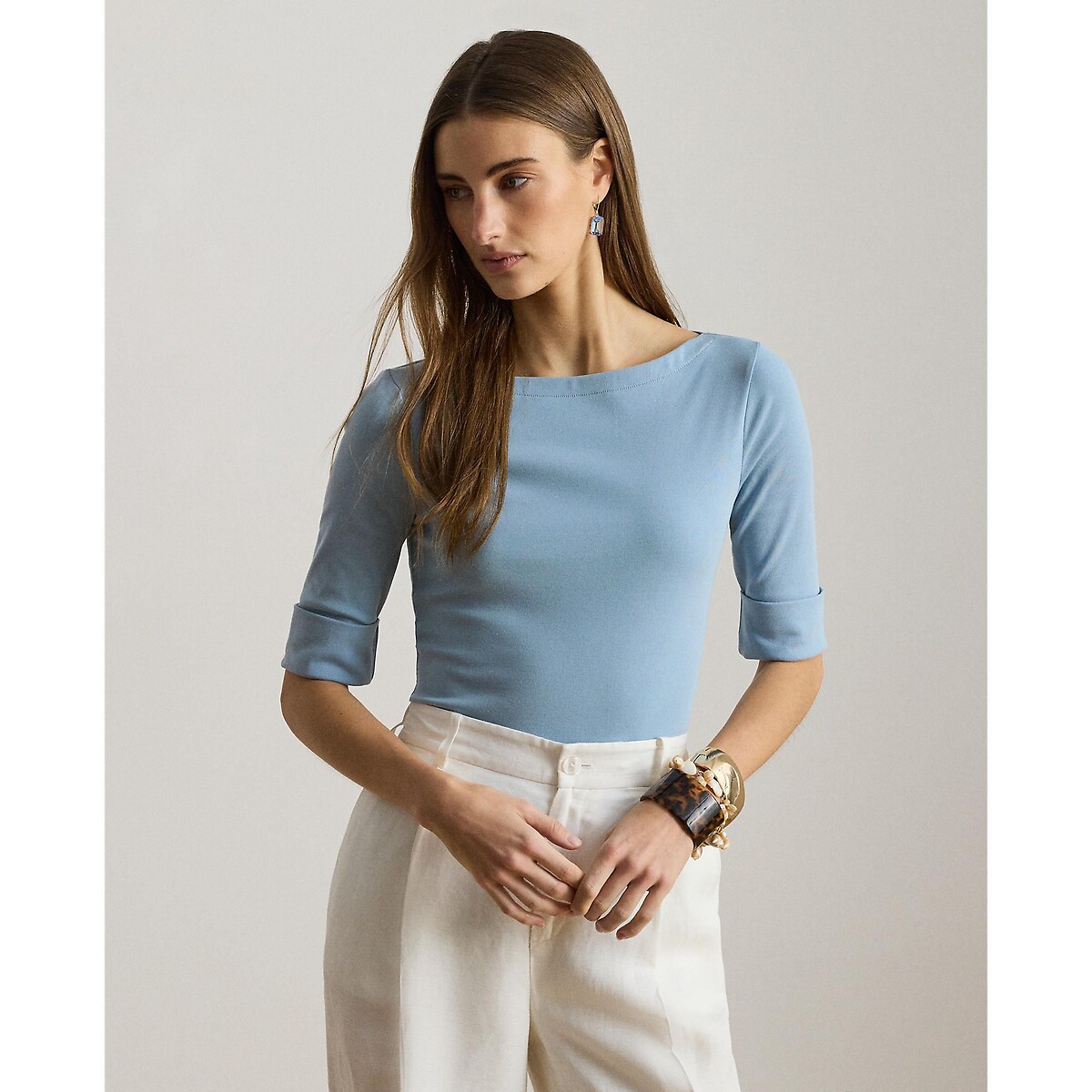 Judy Short Sleeve Boat Neck T-Shirt navy blue, LAUREN RALPH LAUREN