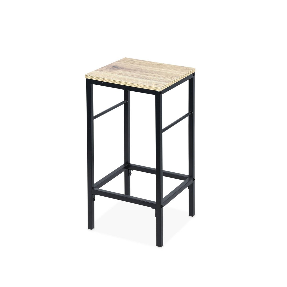 Table haute décor bois et métal avec 2 étagéres 2 tabourets LOFT naturel, SWEEEK