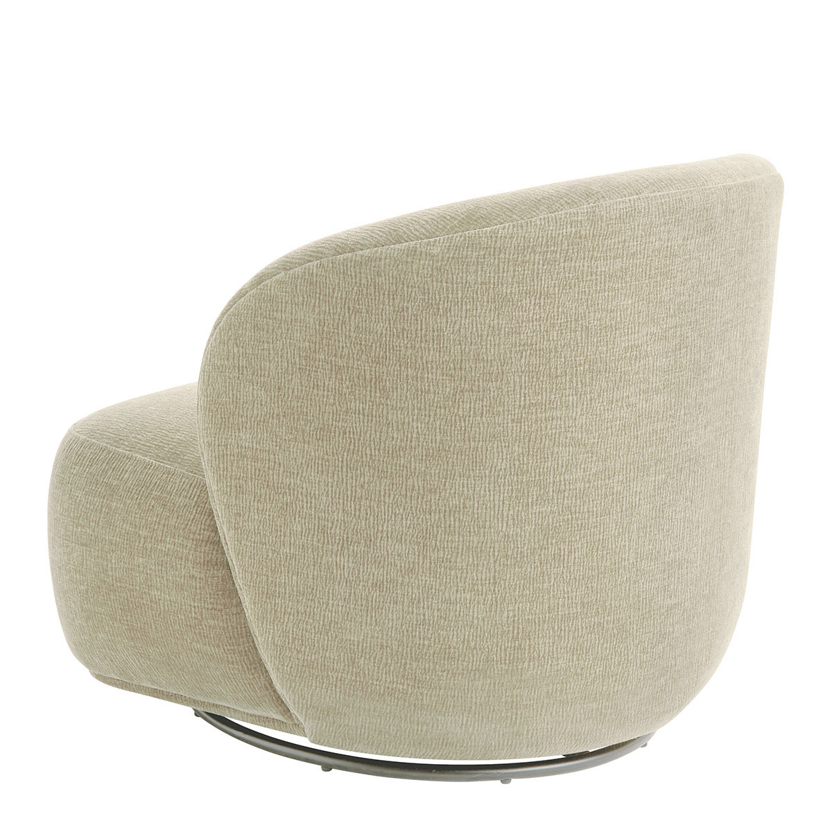 Fauteuil tournant LISETTE velours marbré couleur unique, BLANC D’IVOIRE