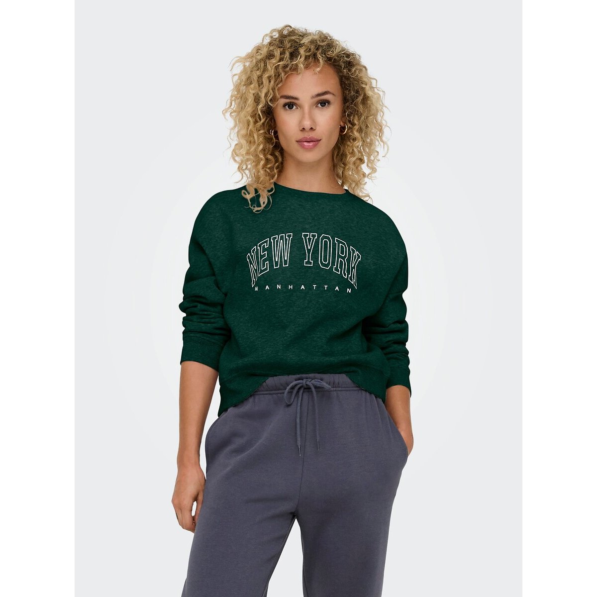Sweat col rond vert, ONLY