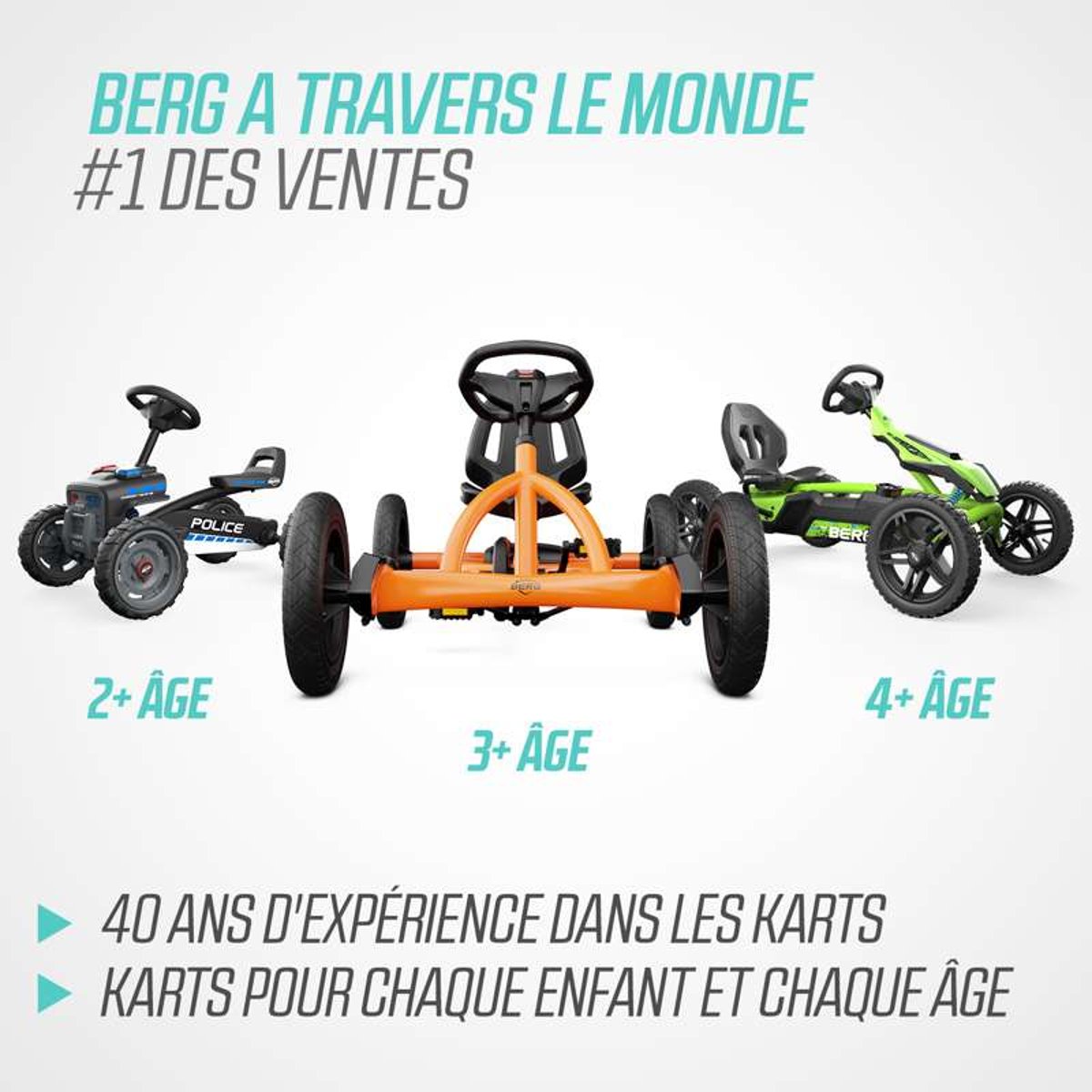 Kart à Pédales pour Enfants, 3+ Ans, Buddy Lua pink/mint, BERG TOYS