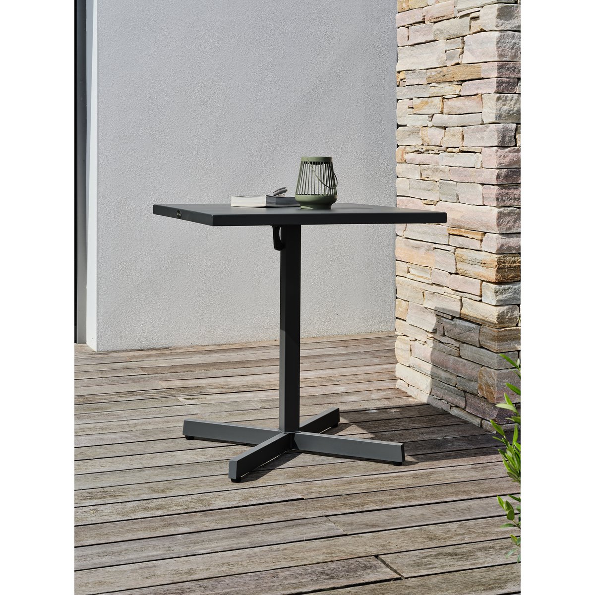 Ensemble repas de jardin 2 places en acier LOUISE gris anthracite, CITY GARDEN