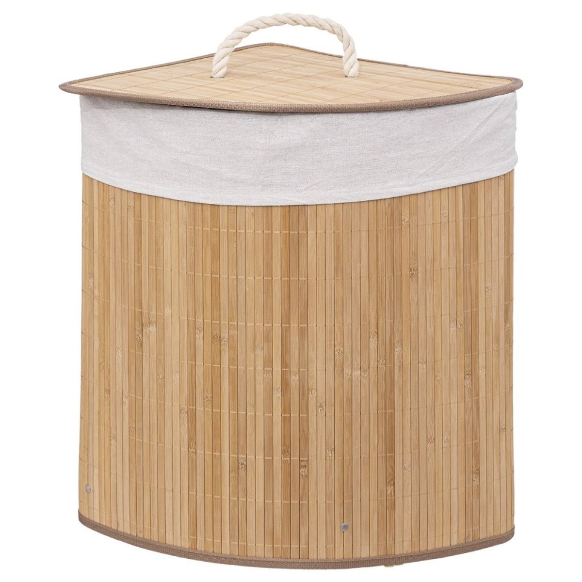 Panier à linge 48L angle bambou beige, ATMOSPHERA