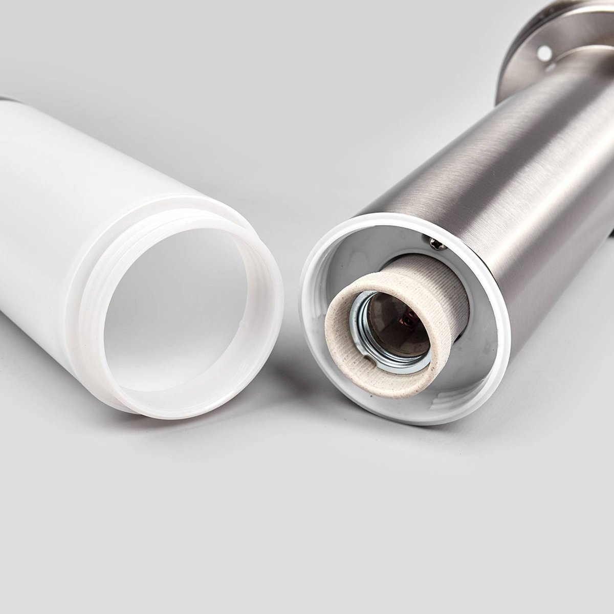 Luminaire extérieur en inox moderne, Kristof acier inoxydable, blanc, LINDBY