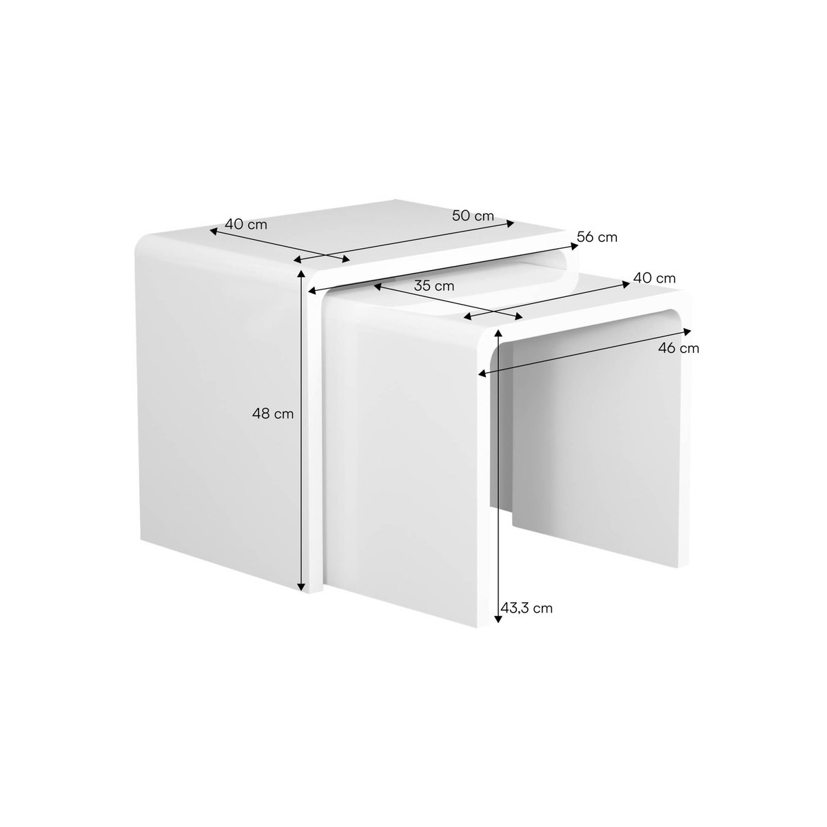 Tables gigognes finition glossy NOLA crème, SWEEEK