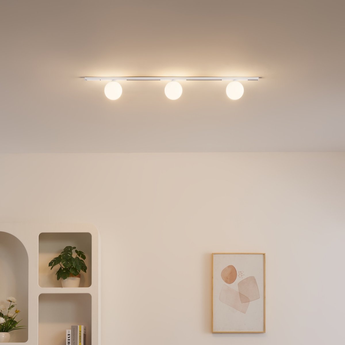 Kit rail 3 boules LED verre dépoli - LYNE blanc, KOSILUM