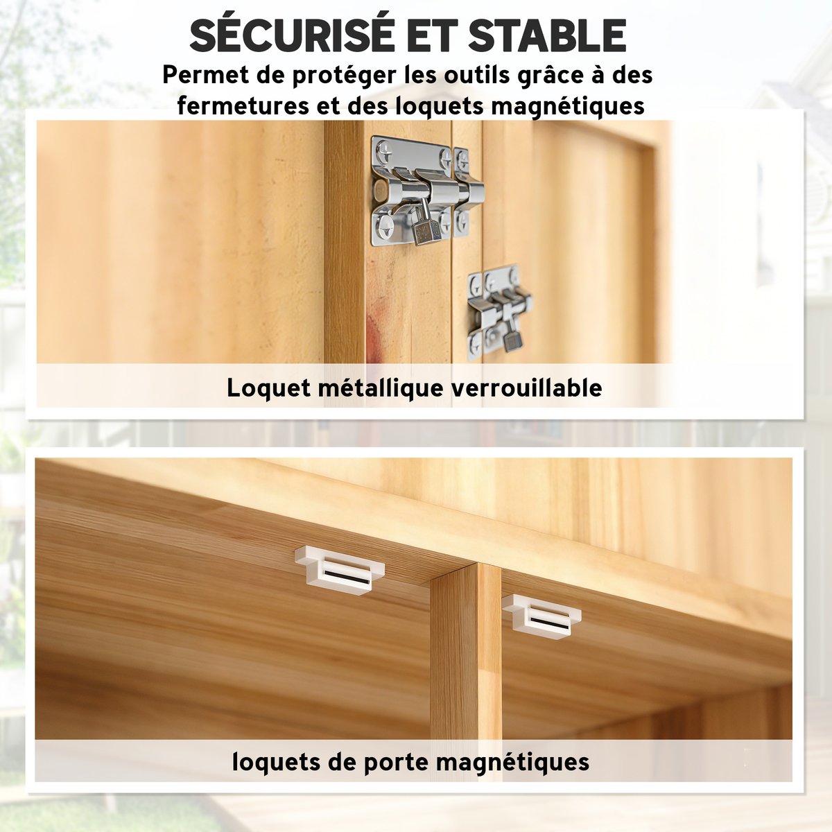 Armoire de rangement d'extérieur Bois de bois naturel, OUTSUNNY