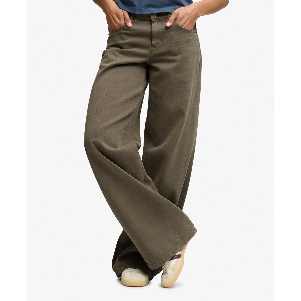 Pantalon Baggy Taille Moyenne kaki foncé, SUPERDRY