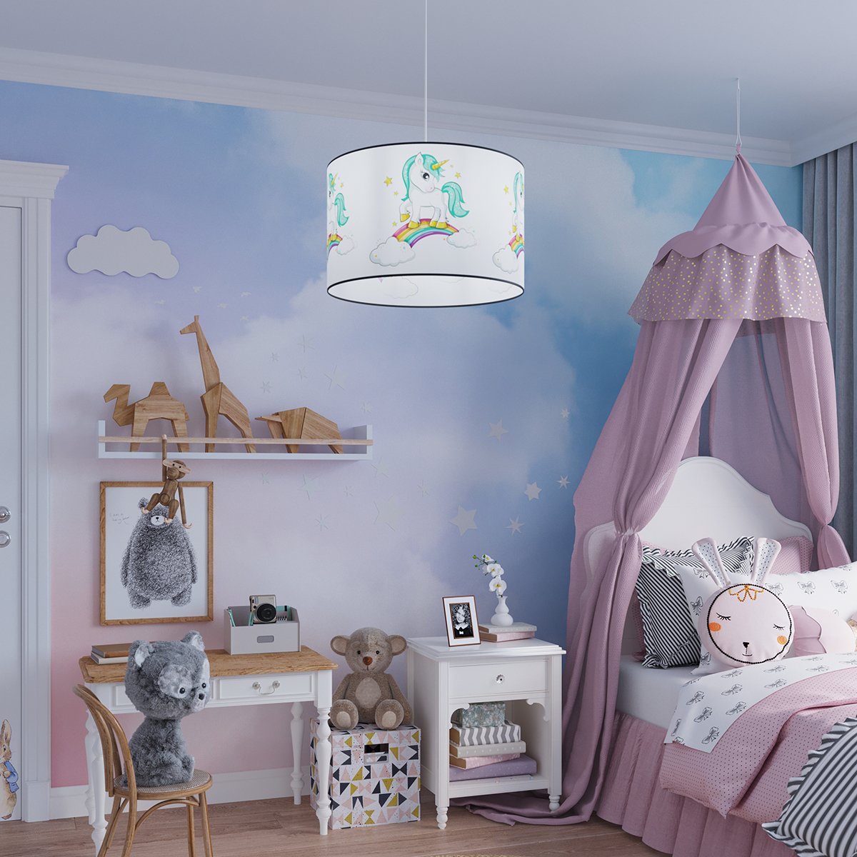 Suspension PVC Multicolore E27 1 Licorne 30 multicolore, EDEN