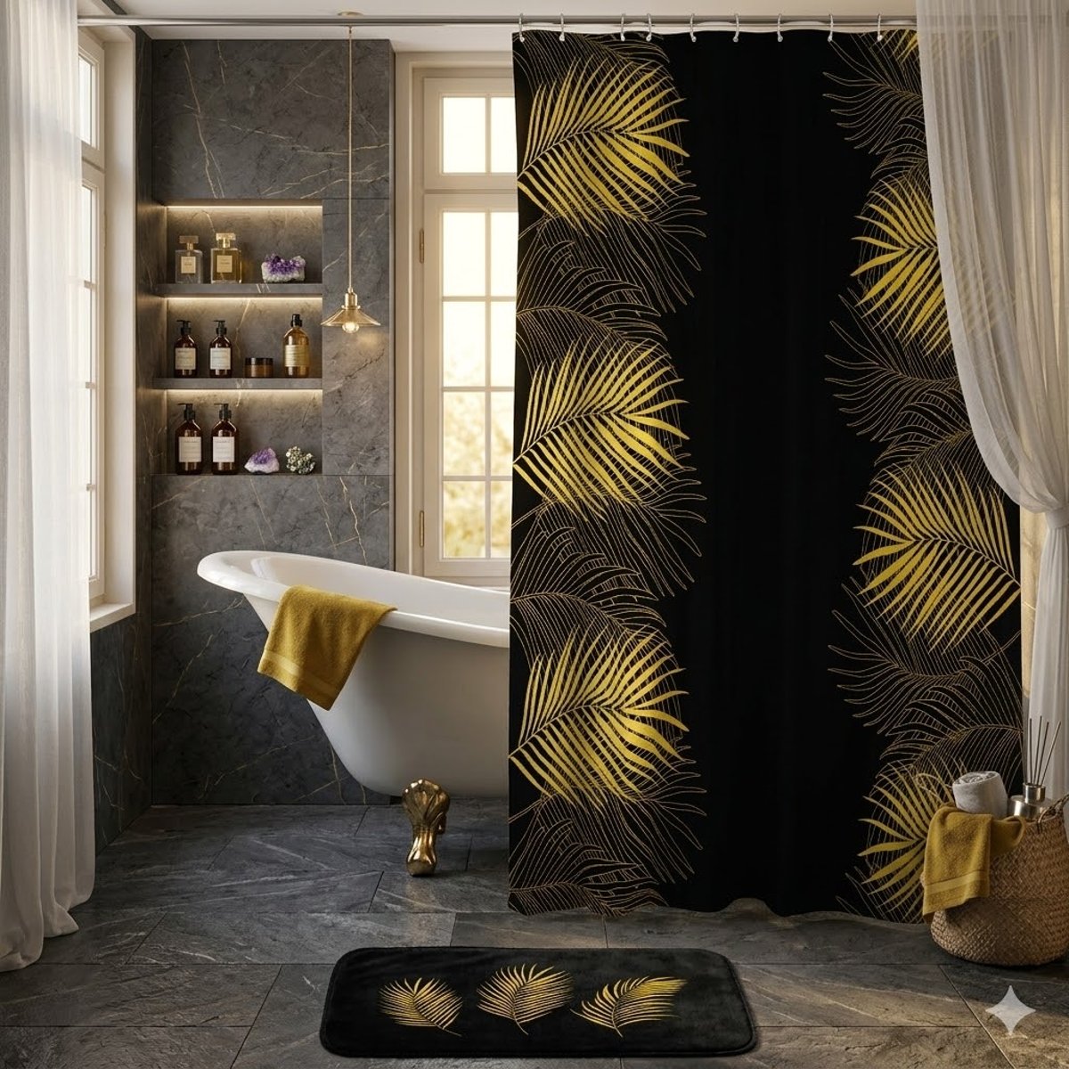 Rideau de douche Orbel bk_gld, EDEN