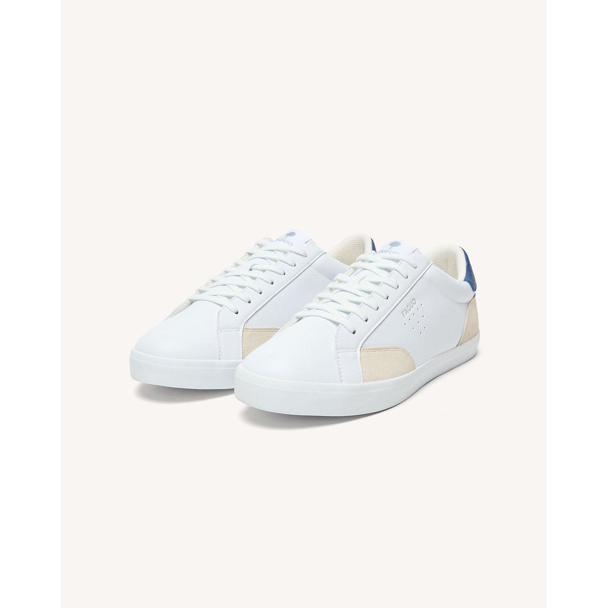 Tennis basses blanc et bleu marine, FAGUO