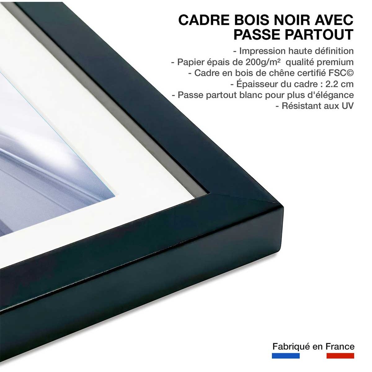 Affiche photo propulsion et supersonique affiche + cadre en bois - noir, HEXOA