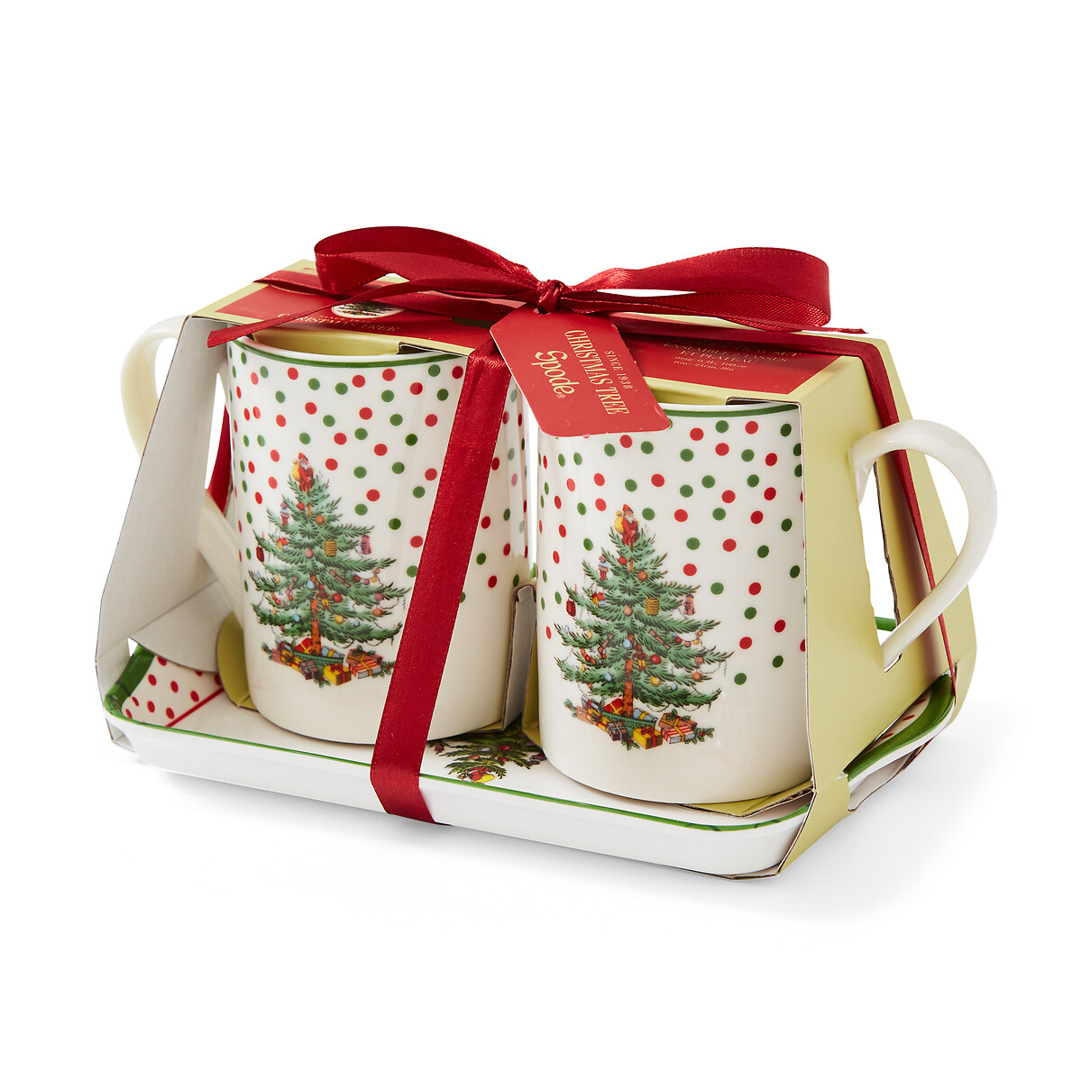 Christmas Tree Polka Dot Mug & Tray Set white, SPODE