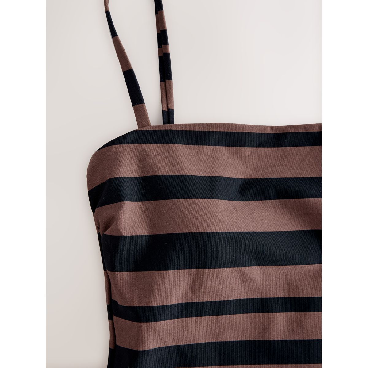 Maillot de bain à encolure carrée rayures noir/marron, NEXT