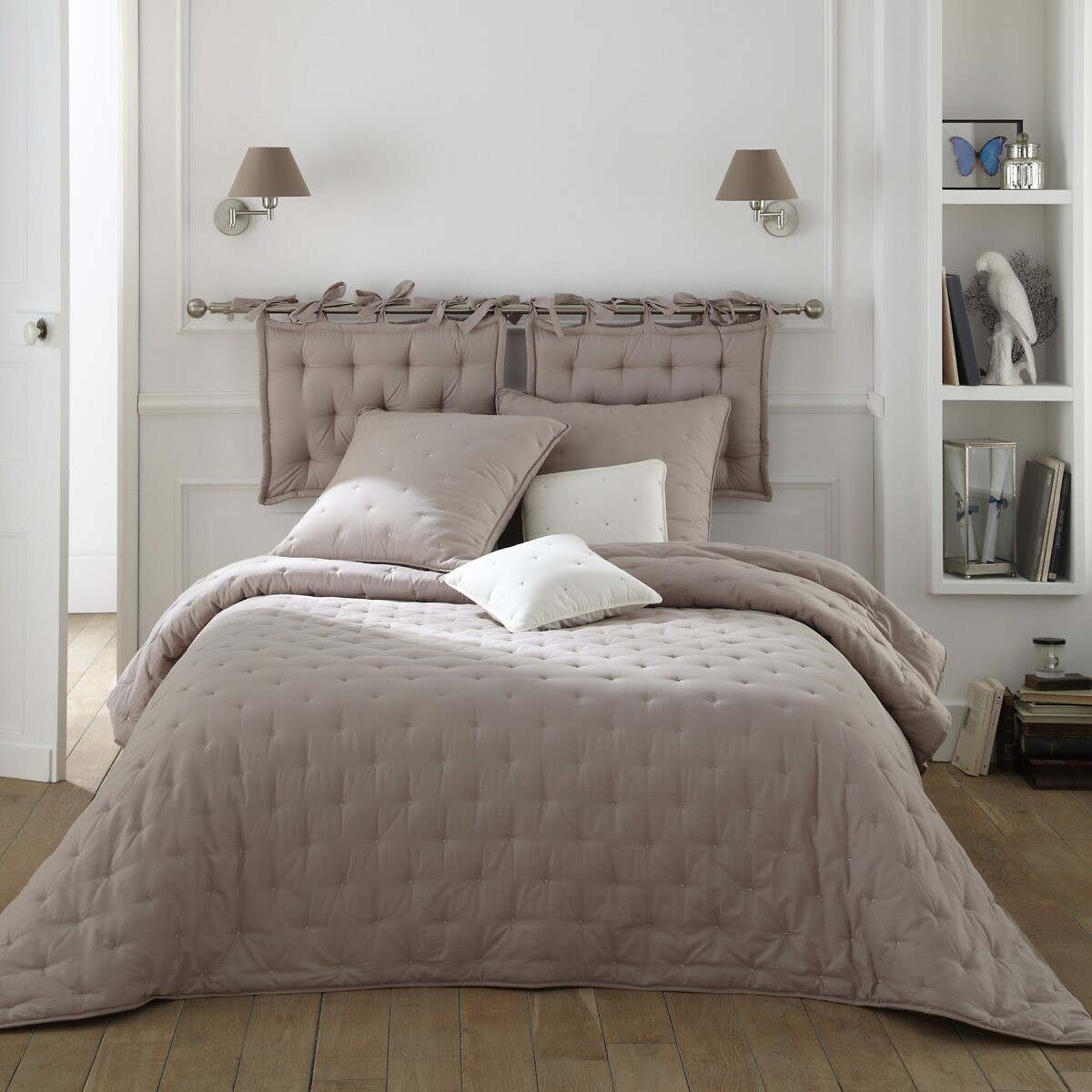 Housse de coussin matelassé coton carrée, Aéri ecru/galet, LA REDOUTE INTERIEURS