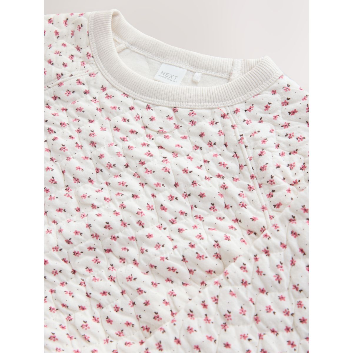 Sweat matelassé petit motif floral crème, NEXT