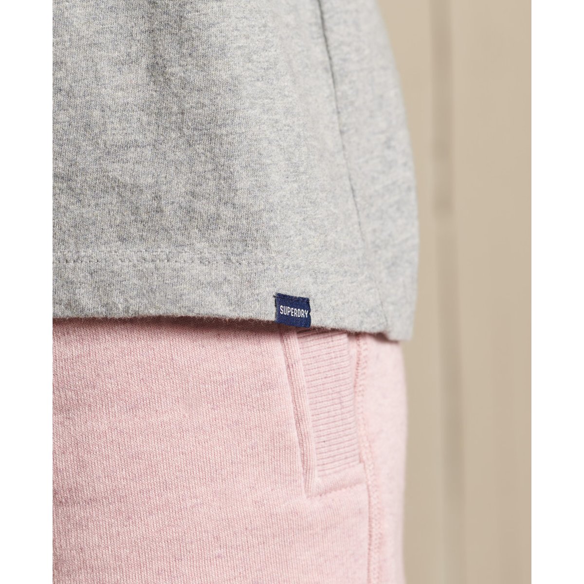 T-shirt col rond manches courtes gris chiné, SUPERDRY