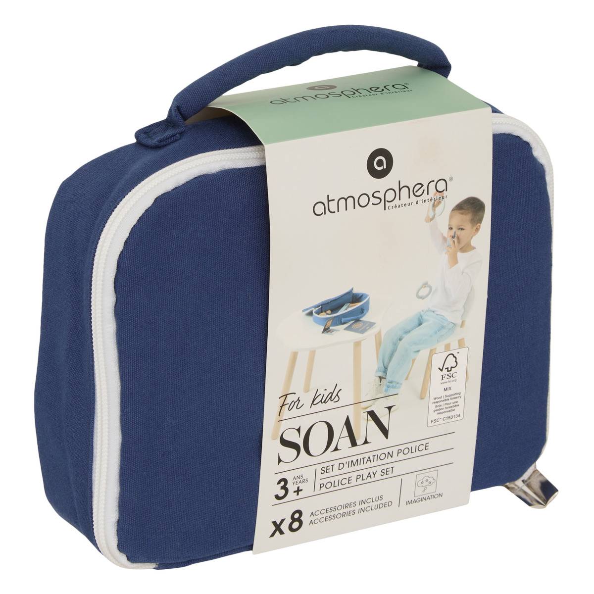 Coffret jeu docteur en schima pour enfant LIEL noir, ATMOSPHERA FOR KIDS