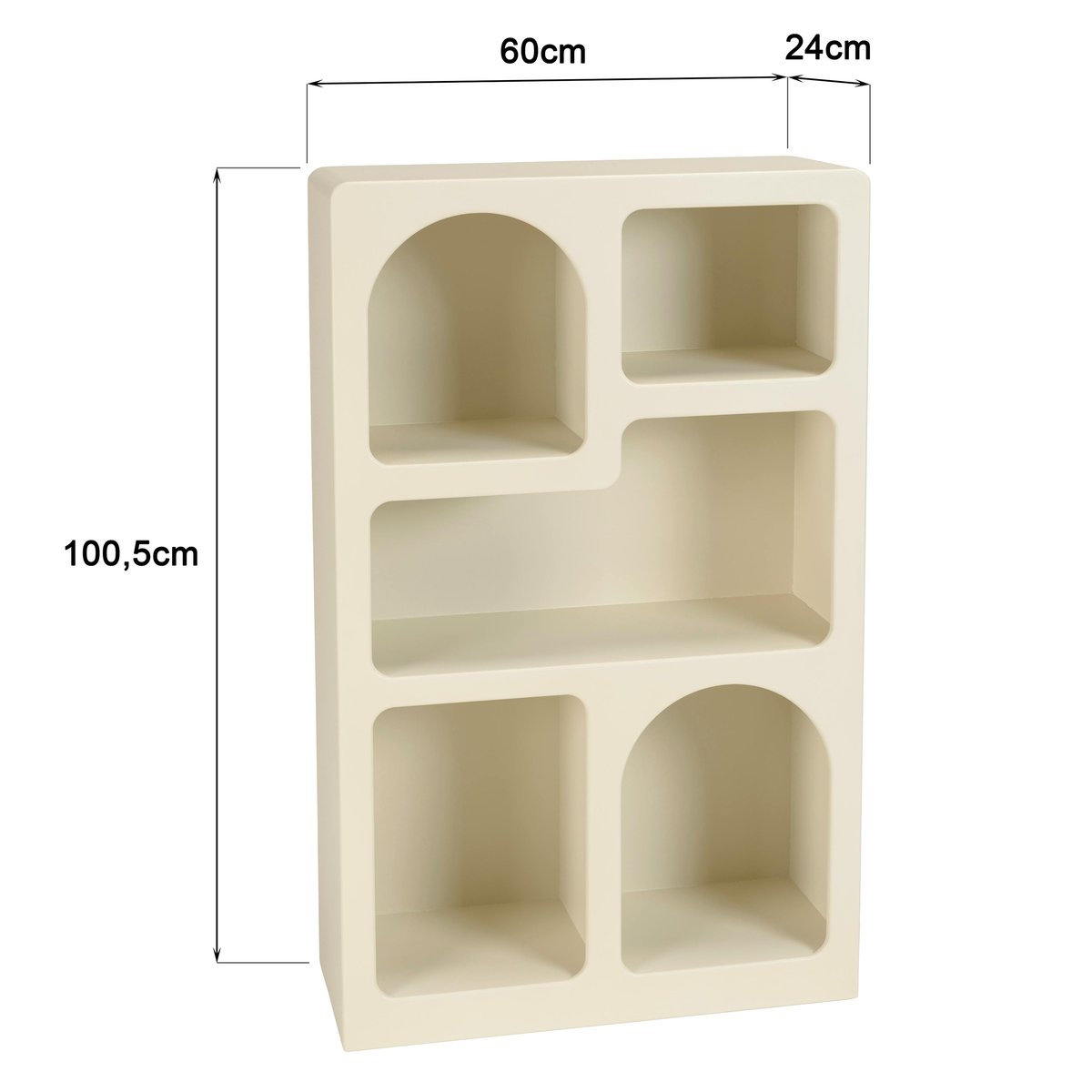 Etagère 5 niches 60x24cm en bois peint couleur beige NELIA beige, PIER IMPORT