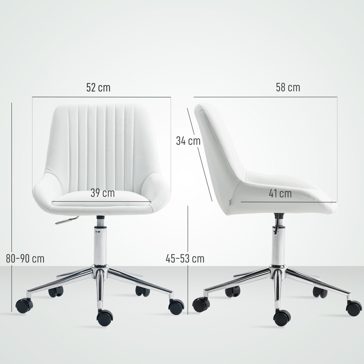 Chaise de bureau Polyuréthane Blanc blanc, HOMCOM