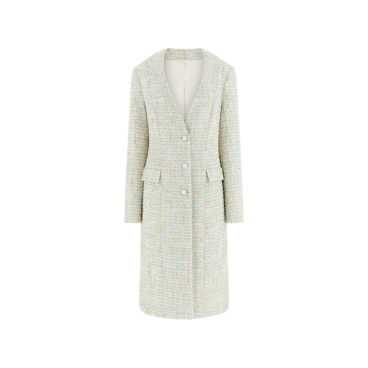 Manteau Long En Tweed vert clair, GUESS