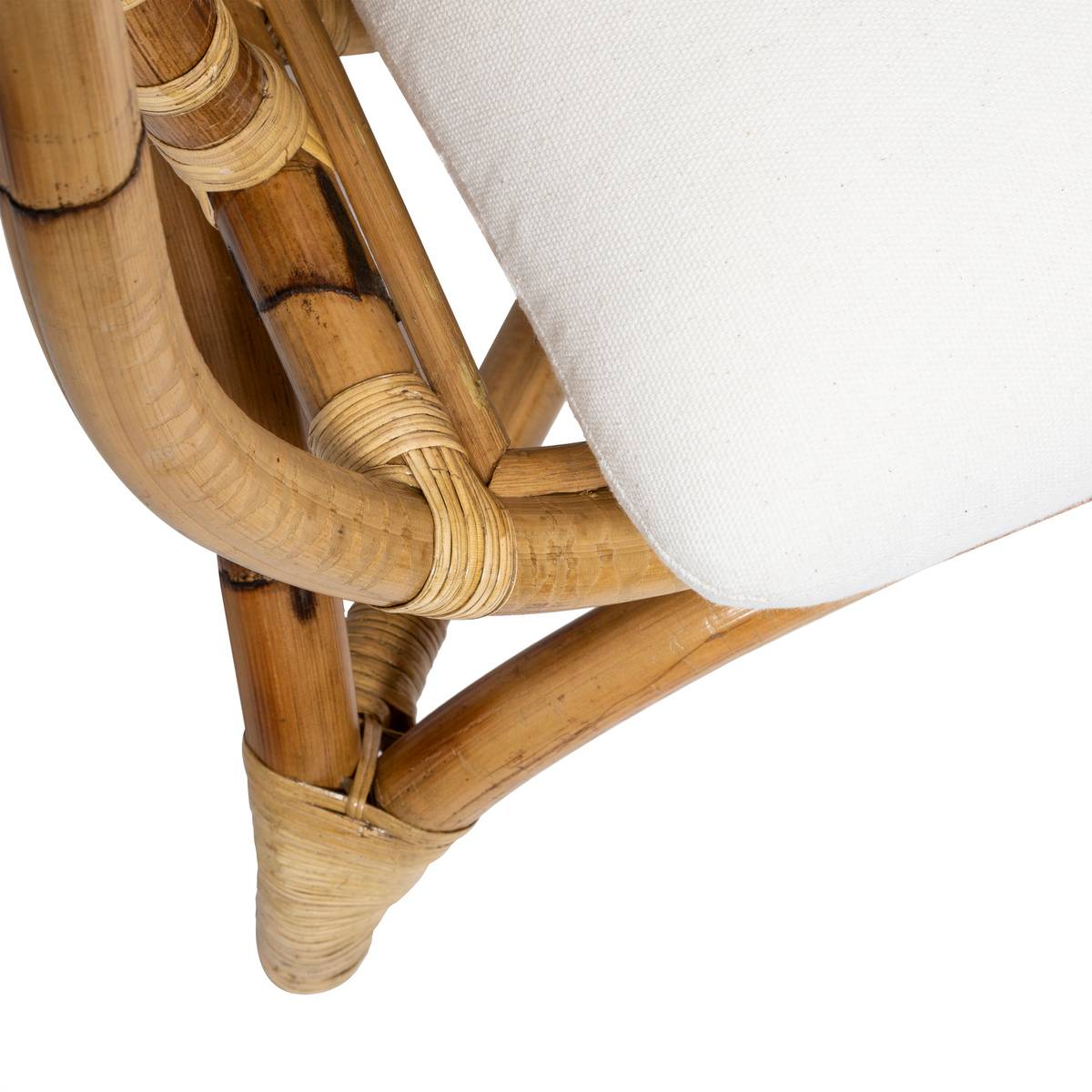Fauteuil en rotin et coton FARAH blanc, ATMOSPHERA