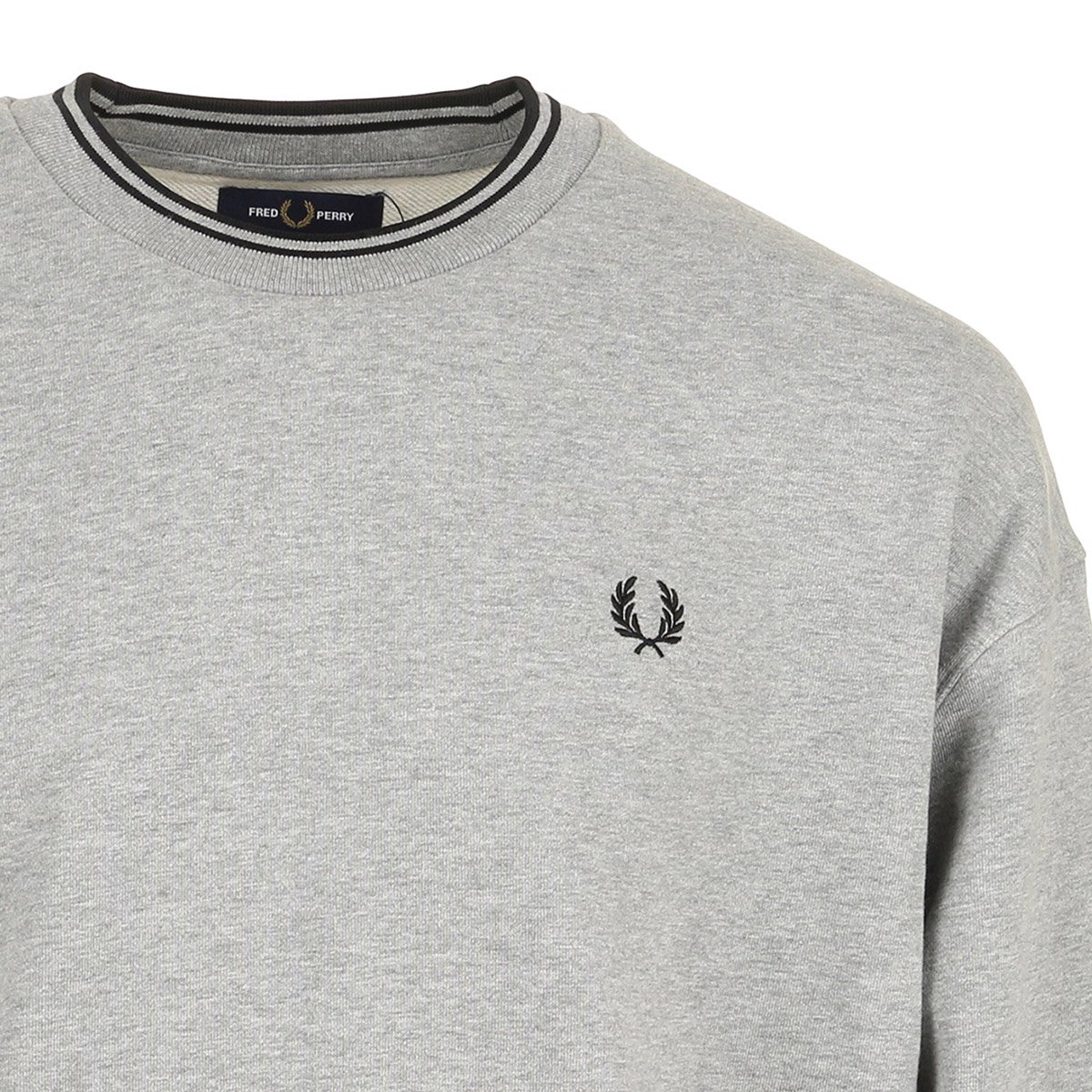 Pull OVERSIZED TIPPED SWEATSHIRT steel marl, FRED PERRY