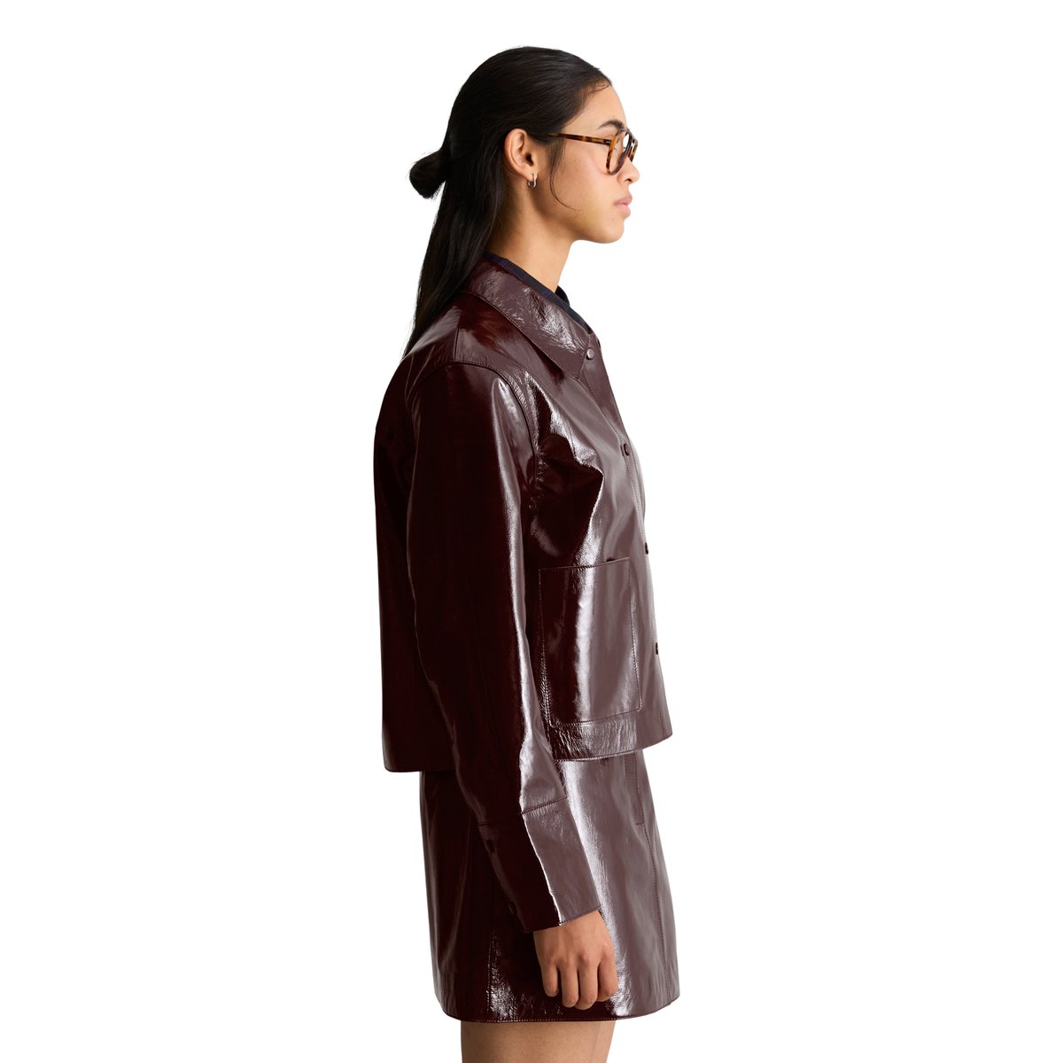 Veste en cuir brillant, coupe classique en cuir d'agneau de luxe rouge, MARC O’POLO DENIM