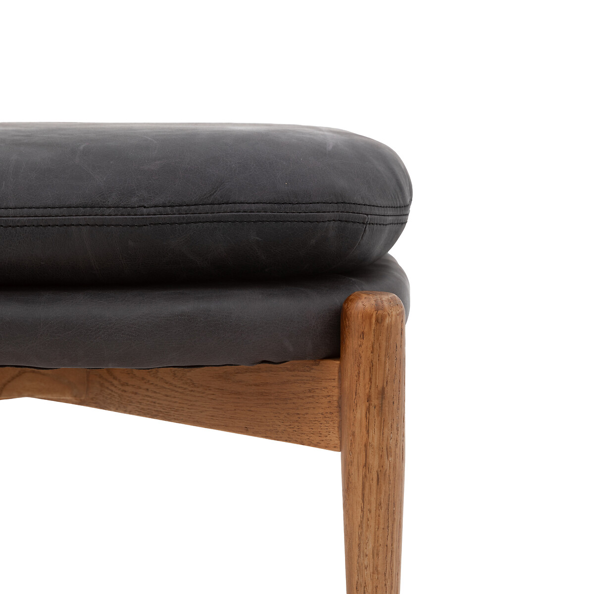 Fairfield Mid-Century Leather Footstool ebony black, ÉDITÉ
