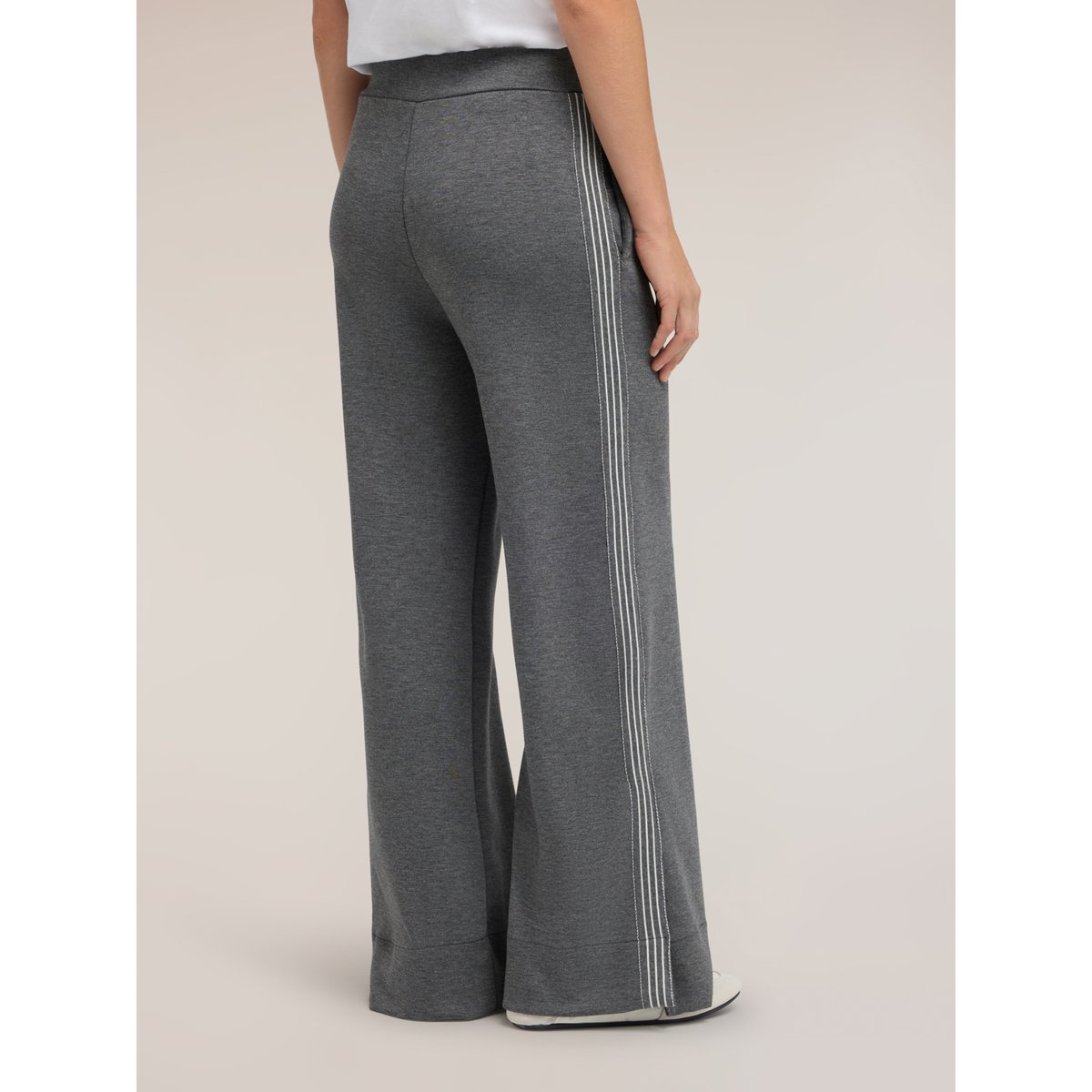 Pantalon palazzo avec bandes à rayures gris, MOTIVI