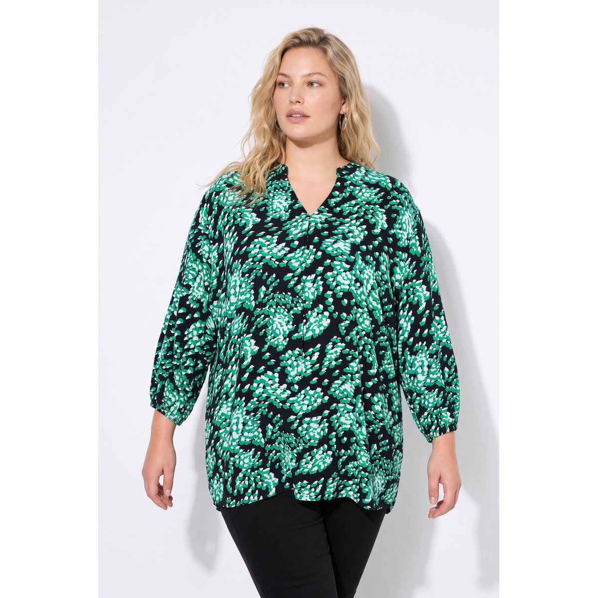 Tunique, coupe ample, imprimé, manches 3/4 noir, ULLA POPKEN
