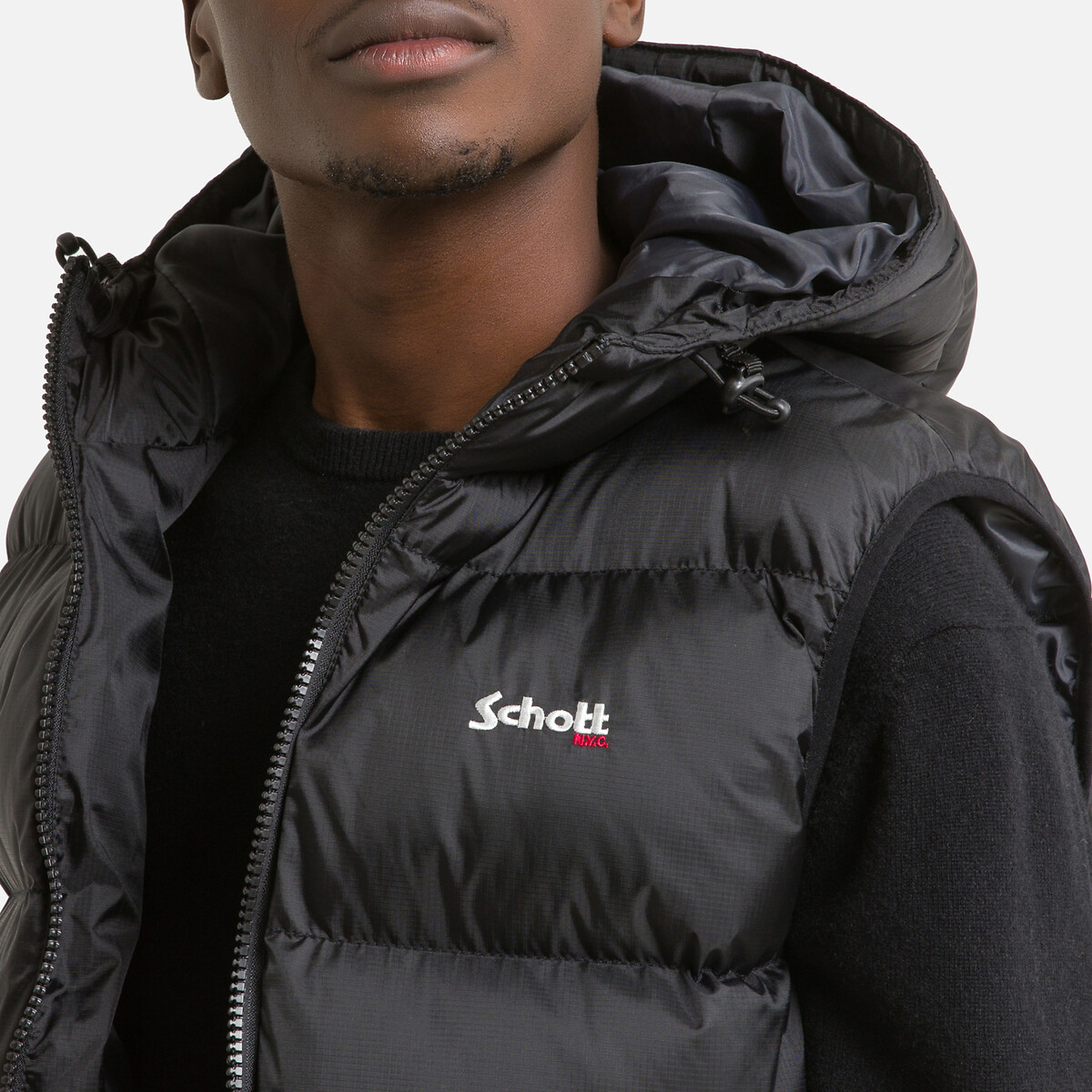 Bodywarmer met kap Idaho 2V zwart, SCHOTT