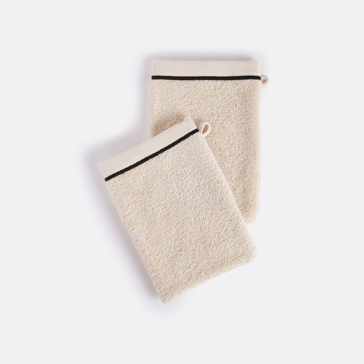 Lot 2 gants de toilette en coton peigné 700 gr/m2, Victor ivoire, LA REDOUTE INTERIEURS